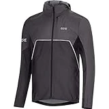 GORE WEAR R7 Chaqueta de running con capucha para hombre Partial GORE-TEX INFINIUM, L, Negro/Gris