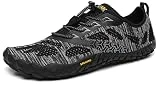 SAGUARO Hombre Mujer Zapatillas Barefoot Minimalistas Calzado de Training para Caminar Senderismo Ciclismo Trail Running Trekking Playa Agua Exterior Interior, Ébano Negro, 42