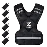ZELUS Chaleco con Peso para Hombres y Mujeres, Chaleco con Peso Ajustable de 9-14.5 kg con Pesas incluidas, Chalecos con 6 Hierros y Pesas para Entrenamiento Cardiovascular y de Fuerza
