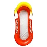 Hamaca flotante portátil con reposacabezas estable para una sola piscina, flotador inflable para adultos y niños de 63 pulgadas
