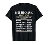 Mecánico de bicicletas sarcásticas Tarifas por hora Broma divertida Humor Camiseta