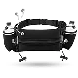 Cinturón de correr para 2 botellas, resistente al agua, para teléfono móvil, riñonera negra con soporte para botella, unisex, para correr, al aire libre, viajes, Negro , Unisex