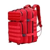REEBOW GEAR Mochilas de Senderismo para Acampar 45L, Mochila táctica Mochila Resistente para Caza Senderismo Camping Otras Actividades al Aire Libre,Red