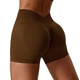 Litthing Mujer Leggings Gimnasio Cintura V Pantalones Cortos Deportivos Push Up Control Barriga Mallas Sin Costuras Cintura Alta Pantalones para Yoga Correr Fitness