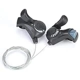 Gueiddi Palanca de cambio de pulgar para bicicleta, par de palancas urbanas de montaña al aire libre, 3 x 7 y bicicleta de montaña, juego de palanca de cambio con cable de cambio interno