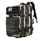 EDIFIT, Mochila Crossfit, 45L, Militar, Tactica, para Gimnasio, Senderismo, Acampada o Supervivencia, Unisex, Impermeable, Resistente, con Multiples Bolsillos (Camuflaje)