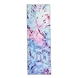 Bodhi Grip2 - Toalla de yoga con diseño de hojas de ártico, color azul, antideslizante, toalla de yoga con botones, microfibra, ideal para yoga caliente