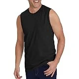 Chaleco sin Mangas de la Camiseta de la Aptitud de los Deportes del Color sólido Ocasional de la para Hombre Chaleco (Black, L)