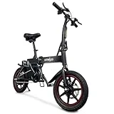 WINDGOO Bicicleta Eléctrica, 14“ Bicicleta Eléctrica Plegable, City Commuter Bicicleta Electrica para Adultos with Smart App，Velocidad Máxima 25km/h, Pedal Assist Rango Ciclismo 40-45KM