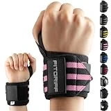 Fitgriff Muñequeras Gym, Deportivas, Musculación, Gimnasio, Calistenia, Wrist Wraps - Mujeres y Hombres - Black/Pink