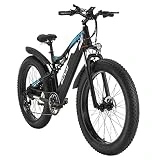 GUNAI Bicicleta Eléctrica para Adultos, Bicicleta Eléctrica de Montaña con Suspensión Completa de 26 Pulgadas, con Batería de 48V y 17AH y Freno de Aceite