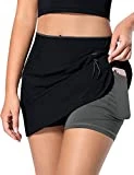 MOVE BEYOND Faldas Pantalón de Tenis para Mujer con 3 Bolsillos Falda Deportiva Ligera con Pantalón Corto Incorporado para Golf Correr Entrenamiento, Negro y Gris ClaroS