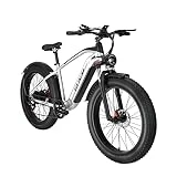 GUNAI Bicicleta Eléctrica Fat Tire 26 Pulgadas con Batería de Litio Integrada de 48V 19Ah,Bicicleta de Montaña con Freno Hidráulico y Pantalla LCD