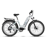 Extrbici Bicicletas Eléctricas de Paseo para Adultos Hombres y Mujeres 26' x 4.0' Fat Tires Bright LED Horn Lamp 48V 17AH 7-5-0W Kuattro (Blanco)