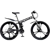 DADHI Bicicleta de montaña Plegable Todoterreno: Velocidad Variable, Capacidad de Carga de 100 kg, diseño ergonómico, Freno de Disco Doble, para Adultos/Hombres/Mujeres (Black 26inch)