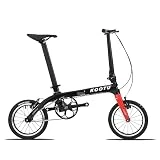KOOTU Bicicleta Plegable de Fibra de Carbono Rueda de 14 Pulgadas Bicicleta de Estudiante Bicicleta Plegable de un Toque 6,7 Kg Mini Bicicleta de una Velocidad con Timbre