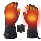 Guantes Calefactables, Recargable Guante Calefactable para Hombre&Mujer, 3Niveles Calentador de Manos con Pantalla Táctil, Calentados Guantes de Esquí Impermeables/Transpirables para Ciclismo/Moto