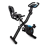Capital Sports Azura 2 - Bicicletas estaticas, Bicicleta estatica con altura regulable en 7 niveles, Bici estatica plegable, Hasta 100 kg, 8 niveles de resistencia, Monitor, Respaldo, Negro