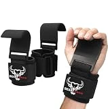 BEAST RAGE Fitness Ganchos Levantamiento Peso Correas de Agarre Gym para Culturismo Gimnasio Grip Neopreno Acolchado Grueso Muñecas Elevación Guantes Muñequeras Pesas Hook Straps