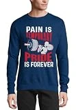 Pain Is Temporary Pride Is Forever Gym Logo Back Squat Suéter de algodón Jersey Azul Marino, azul marino, XXL