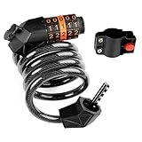 Giloty Candado Bicicleta Combinacion ,Candado Bicicleta Antirrobo 120cm/12mm, Cerradura de Cable para Bicicleta Combinacion 5 Dígitos Alto Nivel de Seguridad para Bicicleta Triciclo Scooter