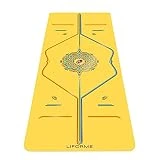 Colección Liforme de Esterillas de Yoga Estampadas – Sistema de Alineación Patentado, Ecológica, Biodegradable, Resistente al Sudor, Ancho y Grueso para Mayor Comodidad - Amarillo arco Iris
