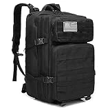 Oreunik Mochila Militar 45L Impermeable Táctica Mochila Molle Mochilas Gran Paquete de Asalto para Senderismo al aire libre, Camping, Senderismo, etc. (Negro)
