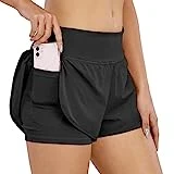 COTOP Pantalone Corto de Running Mujer,2 en 1 Pantalones Cortos Verano de Cintura Alta con Bolsillo,Pantalone Corto elásticos de Secado rápido para Mujer para Fitness Jogging Gimnasio Entrenamiento