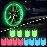 Tapas de Válvulas Luminosas para Coche, 12 Piezas Tapones de Válvulas de Neumáticos Fluorescentes Universales, Calavera Tapas Luminosas para Válvulas de Aire para Coche Bicicleta Moto