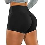 KOEMCY Pantalones Cortos Deportivos para Mujer Leggins Shorts Mallas Elásticas Leggins con Bolsillos Running Pantalones Cortos de Yoga para Deporte Pilate Ciclismo (as4, Alpha, jaspo_s, Negro, L)