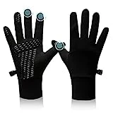 BLUEVER Guantes para Correr, Guantes de Invierno con Pantalla Táctil, Resistentes al Viento, Ligeros, Antideslizantes, Cálidos, para Ciclismo, Conducción, Senderismo, Hombres, Mujeres (L)
