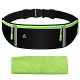 Riñonera Running Deportiva para Hombre y Mujer, Cinturón para Correr, Riñonera Running para Correr, Impermeable, para Entrenamiento, Viajes y más, Tiras Reflectantes y Orificio Auriculares (Negro)