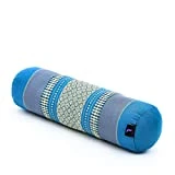 LEEWADEE Yoga Bolster pequeño – Cojín Alargado para Pilates y meditación, reposacabezas Hecho a Mano de kapok, 50 x 15 x 15 cm, Azul Claro