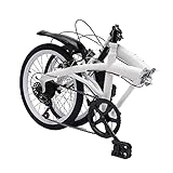DGKLNDSY Bicicleta plegable de 20 pulgadas 2 ruedas y 7 velocidades, bicicleta de altura ajustable, acero al carbono