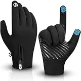 WESTWOOD FOX Guantes de ciclismo para hombre y mujer, cálidos, térmicos, antideslizantes, pantalla táctil, resistentes al viento, guantes de invierno de forro polar para correr, senderismo, ciclismo,