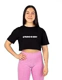 Dumbbeat Camiseta Mujer Oversized Top Crop Mangas Cortas Deportiva. Entrenamiento, Gym, Gimnasia, Fitness, Culturismo, Bodybuilding, Powerlifting, Powerbuilding, Crossfit, Yoga