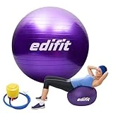 EDIFIT, Pelota de Pilates, 55,65 y 75, Ejercicio en Casa, Incluye Hinchador, Fitball, Embarazadas, Accesorios Yoga, Gimnasio, Varios Tamaños (65cm, Violeta)