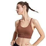 YANFJHV Mujeres Verano Yoga Volantes Correa Volantes Atrás Fitness Espacio Entrenamiento a Prueba de Golpes Deporte Correr Traceless Sujetador Fitness Ropa Señoras, marrón, S