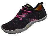 Zapatos Descalzos Exterior Interior Zapatillas Minimalistas de Trail Running para Mujer,Tejer Negro Rojo,39
