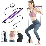 Surplex Kit de Barra de Pilates portátil con Banda de Resistencia, Bodybuilding Yoga Pilates Stick con Foot Loop, Core Strength Fitness Gym para Terapia Física, Estiramiento, Esculpido, Torsión