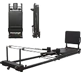 Latona Reformer Pilates Machine | Cama plegable para principiantes uso en casa y estudio | Aeropilates plegable Equipo de gimnasio para ejercicio físico | Cojín de cabeza y cuerpo para apoyo (sin