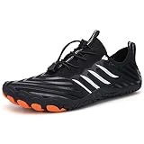 Teechodina Zapatillas de trail unisex para hombre y mujer, zapatos de senderismo, zapatos descalzos de punto, zapatillas de fitness con cinco dedos, negro B, 38 EU