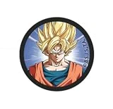 Dragon Ball Z Goku parche bordado, termoadhesivo redondo (6,5 centímetros de Diámetro)