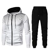 SSODHIF Chándal Completo Conjunto para Hombre 2 Piezas Sudadera con Capucha y Pantalón Largo Jogging Deporte Ropa Secado Rápido Traje Deportivo Elástico Cremallera Suave para Correr Fitness