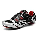 Zapatillas de Ciclismo Zapatillas MTB para Hombre Zapatillas de Bicicleta de Carretera Zapatillas de Ciclismo Deportivas Completas Zapatillas de Ciclismo de Carretera Silver-1 46