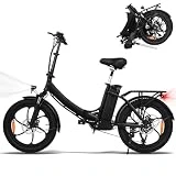 ONESPORT Bicicleta Eléctrica 20' Fatbike, 7 Velocidades Bicicleta Montaña Plegable Ebike 250W Motor, Extraíble Batería 36 V 10 Ah, MTB Alcance 45-100 km, Montaña Carretera E-Bike