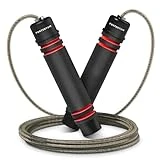 Comba Crossfit PORTENTUM con Mangos de Espuma Ergonómicos, Comba de Saltar de Longitud Ajustable y Rodamientos Rápidos - Ideal para Fitness, Entrenamiento por Intervalos y Crossfit - 2.8 Metros