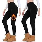 Diu Life Pantalones térmicos para Mujer, con Forro Polar Interior, Cálidos para Mujer Elástico Pantalones de Cachemira.C1-Negro/Negro S/M