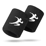 Wnddle Banda para el Sudor, Muñequeras Absorbentes para Hombre y Mujer, Banda para el Sudor con Cinta Adhesiva Bordada y Absorbente de Rizo, Muñequera Deportiva, para Gym, Padel, Tenis, Baloncesto