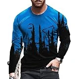 SUICRA Jerséis Hombre Popular Men's Ocio Deportes Digital Impresión T-Shirt Street Tendencia Impresión Camiseta de Manga Larga (Color : Blue, Size : X-Small)